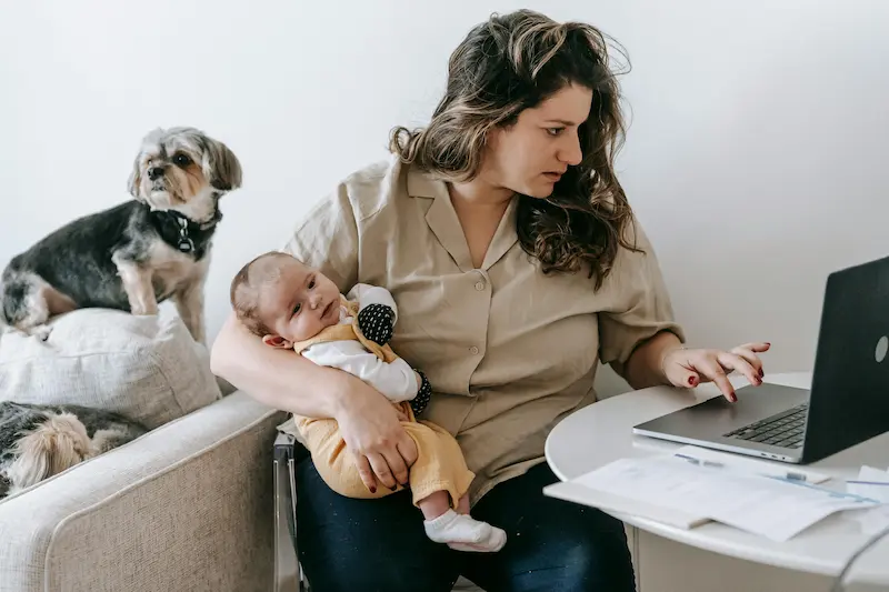 Parent working from home with child